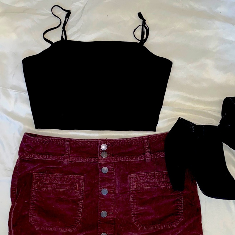 Silky Black Cropped Tank Top